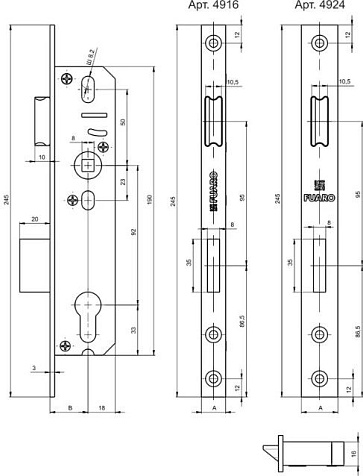 Корпус узкопрофильного замка с защелкой FUARO PROF4916-25/92 CP хром купить в СОМ