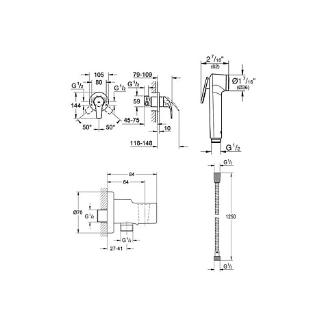 Душ гигиенический Grohe BauCurve 123072, скрытый монтаж купить в СОМ