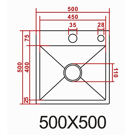 Мойка нержавеющая врезная Azario AZB5050H 500 х500 х220 мм, черный, диспенсер,коландер, толщина 3 мм купить в СОМ