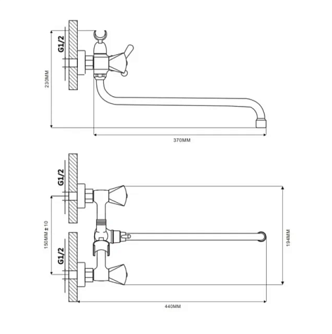 Смеситель для ванны Gota Rocio G096710 Ronda, цинковый сплав купить в СОМ