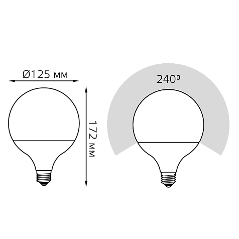 Лампа светодиодная Gauss G125, 22Вт, 1780Lm, 3000К, Е27 купить в СОМ