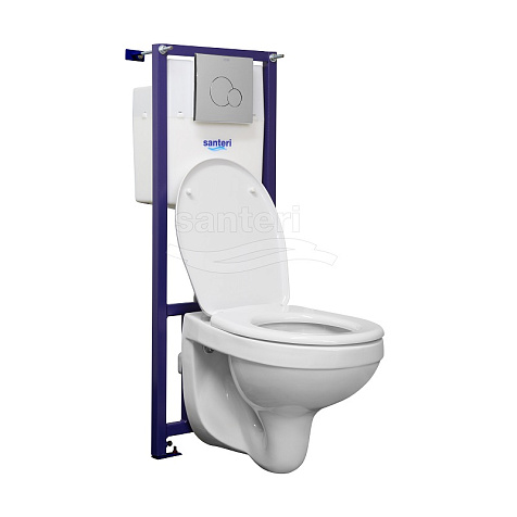 Инсталляция ПЭК Альфа Комфорт, унитаз, сиденье микролифт, кнопка белая купить в СОМ