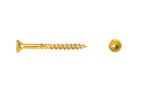 Саморез конструкционный потай, желтый цинк, 6 х 80, Torx 30, 1 шт купить в СОМ